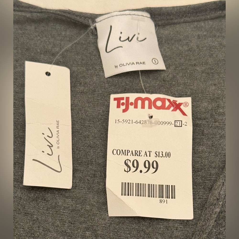 Livi by Olivia Ray Charcoal Knot-Front Tee Size S NWT - Picture 7 of 12